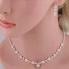 Necklace Earrings Set 2023 Luxury Simple Hollow Double Heart-shaped Necklaces Exquisite Crystal Pendant Chain For Women Wedding Jewelry