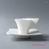 Cups Saucers Pure White Wave Espresso Mug Suit Simple Ceramic Coffee Cup And Saucer Set Love Corner Office Afternoon Milk Americano Teacup