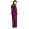Pijama de cetim de seda feminina feminino Conjunto de pijama de pijama conjunto de roupas de dormir loungewear