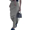Linia Linia Ladies Dripstring Długa spódnica luźna Kobiety Summer workowate boczne szczelinę Y2K w stylu solidny kolor codzienny strój