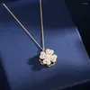 Ketting oorbellen set Carlidana 3 stks/set luxe roteerbare bloem hanger voor vrouwen angst ring ring spinnende klaver sieraden goud kleur