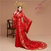 Ubrania etniczne Oryginalne Cesarska Księżniczka Kostium Hanfu Czerwony Ogon strój dominujący dominujący ślub chińskiej królowej