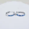 2023 Hot selling S925 sterling silver blue Aobao heart-shaped earrings in Europe and America, round ear buckle earrings