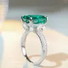 Cluster Rings Fashion Colored Zircon Radiant Cut Solitaire Wedding Promise Ring Women's Silver 925 For Women