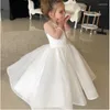 Robes de fille 2023 Fleur pour le mariage Party White Long Longueur Longueur Pageant Première Communion Princesse Anniversaire