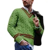 Men's Jackets V-neck Sweater Men Striped Color-block Knit Autumn And Winter Fashion Mens Jacket