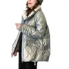 Trench-Coats pour femmes 2023 Coton-Padded Coat Parkas Pas de lavage brillant Down Cotton chaude automne veste d'hiver