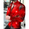 Herrklänningskjortor 2023 Fashion Prom Diamond Starry Sky Designer Luxury Cardigan Social Lapel Button-Up Shirt Casual Spring Autumn
