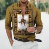 Chemises décontractées masculines 2023 Fashion d'été Hawaiian Style Beach Long Mancheve Shirt Creative Digital Printing Trend Loose Tendgan Top