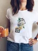 여자 T 셔츠 여성 그래픽 티 여성 의류 티셔츠 수채화 귀여운 트렌드 90 년대 스타일 프린트 여름 짧은 슬리브 캐주얼 여성 패션
