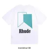 Rhode American Fashion Brand Letter Imprimer High Gram Weight Double Yarn Pure Coton Hip-Hop Mens et Même t-shirt à manches courtes