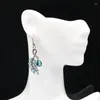 Boucles d'oreilles en peluche 46x16 mm charmante feuille mignonne London Blue Topaz Pink Morganite CZ Femmes Wedding Wedding Daily Wear Silver