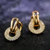 Simpatico clip di cristallo di piccoli orecchini in pietra zircone per donne double orecchini a doppi doppi orecchie di boho rosa