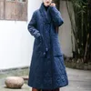 Trench Cods Coats Long parkas pardessus 2023 Hiver Style National Style Coton épaissine Veste rembourrée Retro Color Linen Mandouted