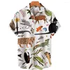 Koszulki męskie Nisex Summer Hawajs Shirt Men 3D Animal Print and Women Tiger Wzorka krótkie rękawowe luźne oddychanie 2023