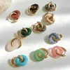 Dingle örhängen 10pairs 18mm gogo donut sten 20mm rostfritt stål hoop clip stud lyckligt spänne reiki helande kvarts chakra smycken