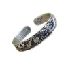 Bangle FoYuan Silver Color Dragon And Phoenix Male Female Ethnic Style Playing Ball Couple Bracelet