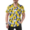 Men's Casual Shirts Lemon Print Blouses Men Green Leaves Hawaiian Short-Sleeved Graphic Streetwear Oversized Beach Shirt Gift