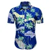 Herren lässige Hemden Sommer Blumenhemd Bluse kurzärmelig Taste Turn-Down-Kragen Plus Größe Beach Chemise Hommise Homme