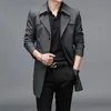 Trench-Coats Men's Spring automne Long Trench Men Men Business Casual Windbreaker mantel Mens Solid Single Breasted Trenchwear plus taille 8xl 230812