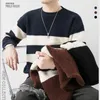 Men's Sweaters Winter Warm Sweater Men Trend Stitching Turtleneck Mens Pullover Thick Slim Fit Tops Knitted Jumper 2023