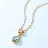 Catene Kinel 925 Sterling Silver Blue Topaz Teachrop pendenti e collane per donne Certificazione originale Gioielli alla moda di lusso