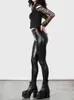 Damen -Leggings Frauen Stretch Bodycon PU Lederhose hohe Taille Nahtloses Custom nass Look PVC Slim Bleistifthose Clubwear