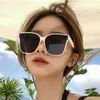 Black frame for women in summer 2023 new trendy sunglasses UV resistant mesh red style slimming and high-end feel ins