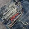 Jeans masculino designer de moda de verão masculino shorts retro azul destruído rasgado curto vintage casual algodão jeans hombre