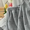 Pantalones de dos piezas para mujeres Llegadas Mujeres Tres piezas colocados con cremallera de manga larga Camisola corta Camisola de cintura alta