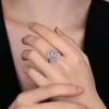 Liefdevormige roze diamanten ijsbloem geslepen ring met een hoog koolstofgehalte S925 sterling zilveren ring, hoogwaardige huwelijkssieraden, zilveren sieraden