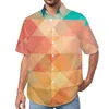 Chemises décontractées pour hommes Geo Print Shirt Colorful Triangle Vacation Loose Hawaii vintage Blouses CONCRIPTION DE COUPE CHEPING COPIR