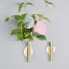 Vases 1pcs Creative Rose Golden en acier inoxydable Vase Vase Mur Wall Flowerpot Home Wedding Decoration For Livingroom Wall Mirror Vase 230812