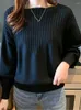 Maglioni femminili maniche coreane per pipistrelli 2023 maglione lungo a colore solido alla moda elegante abiti da maglieria casual