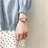 Armbandsur sdotter elegant rektangel vintage kvinnas klockor läder retro kvinnor armband enkla små damer kvarts klocka avslappnad