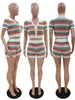 Pantalon de deux pièces pour femmes cmyaya arc-en-ciel en tricot en tricot à manches courtes à manches courtes et shorts 2023 Été 2