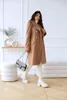 Damesgeuljagen mode dames casual overjas herfst winterkantoor lange jas mouw dubbele borsten femme wollen