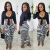 Work Dresses Elegant Club Outfit 2 Piece Set Women Long Sleeve Lace-up V-neck Shirt Crop Top And Zebra Striped Ruffle Sheath Skirt Dress