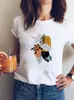 Kadın Tişörtleri Kadın Grafik Tee Kadın Giyim T-Shirts Suluboya Sevimli Trendi 90s Stil Baskı Yaz Kısa Kollu Günlük Bayanlar Moda