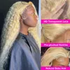 13x6 Lace Frontal Wig 613 Honey Blonde 220%density Curly Transparent Deep Loose Wave Pre Plucked 13x4 Water Wave Colored Human Hair Wig