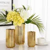 Vase Nordic Gold Luxury Ceramic Plating Vase大きな装飾Insスタイルクリエイティブフラワーアレンジリビングルームティーテーブル