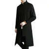 Men's Trench Coats Trench Coat Men Fake two Pieces Cardigan Kimono Coat Male Long Chinese Style Black Loose Vintage Cotton Linen 230812