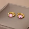 Hoop Ohrringe Persönlichkeit Schwarz Blaugrün rosa Emaille Runde für Frauen Antike Goldfarbe kleiner Ohrschnalle Party Schmuck Geschenke