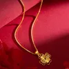 Donne a forma di cuore a 4 foglie Ragazze a sospensione catena 18k giallo oro color in stile delizioso regalo di gioielli lucidati