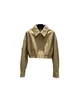 2023 modedesigner herr läder triangel etikett kläder dragkedjor klassiska tryck streetwear outwear jacka päls brun