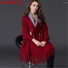 Scarves 2023 Female Tassel Knitted Scarf Winter Embroidered Plum Blossom Poncho Women Long Sleeve Wrap Vintage Air Conditioner Cape