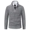 Herentruien 2024Autumn en winter Solid Color Half Zipper Fashion Cardigan Sweater Sweater Knitjas grote mannen