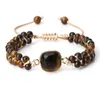 Strand 5pcs Natury Tiger Eye Stone Bracelet Handmade 4mm Beads Yoga Wrap Bangle for Women Men Bohemian Jewelry Gifts Bains