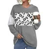 Women's Hoodies 2023 Women Leopard Print Streetwear Hoodie Female Simple Casual Stitching Printed Long-Sleeved Hooded Sweatershirt