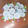 Fiori decorativi 2023 gigantesche fochi di rose in schiuma di carta gigante foglie 13pcs 11 pezzi farfalle 14pcs arredamento per matrimoni artificielle rose artificielles versare